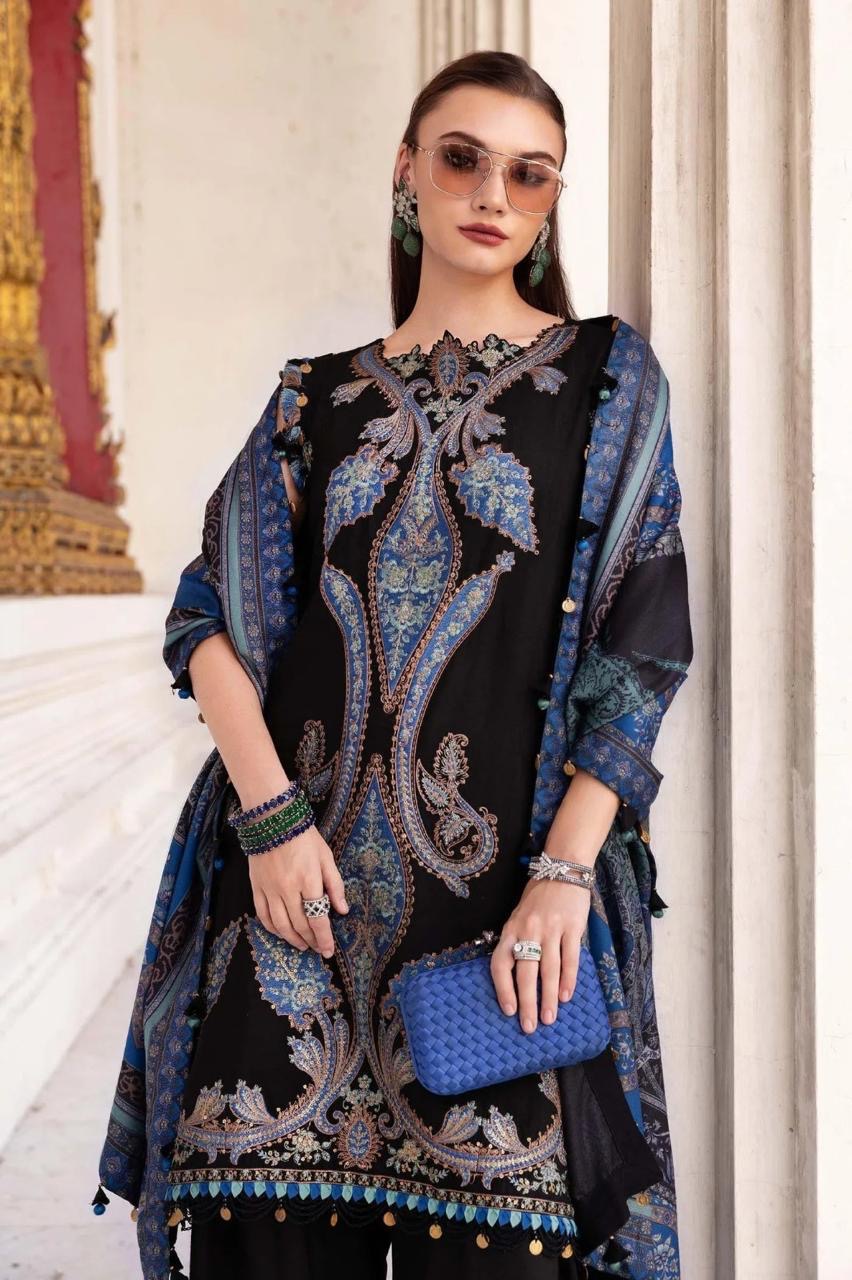 Luxury Lawn Embroidered 3Piece D-1095