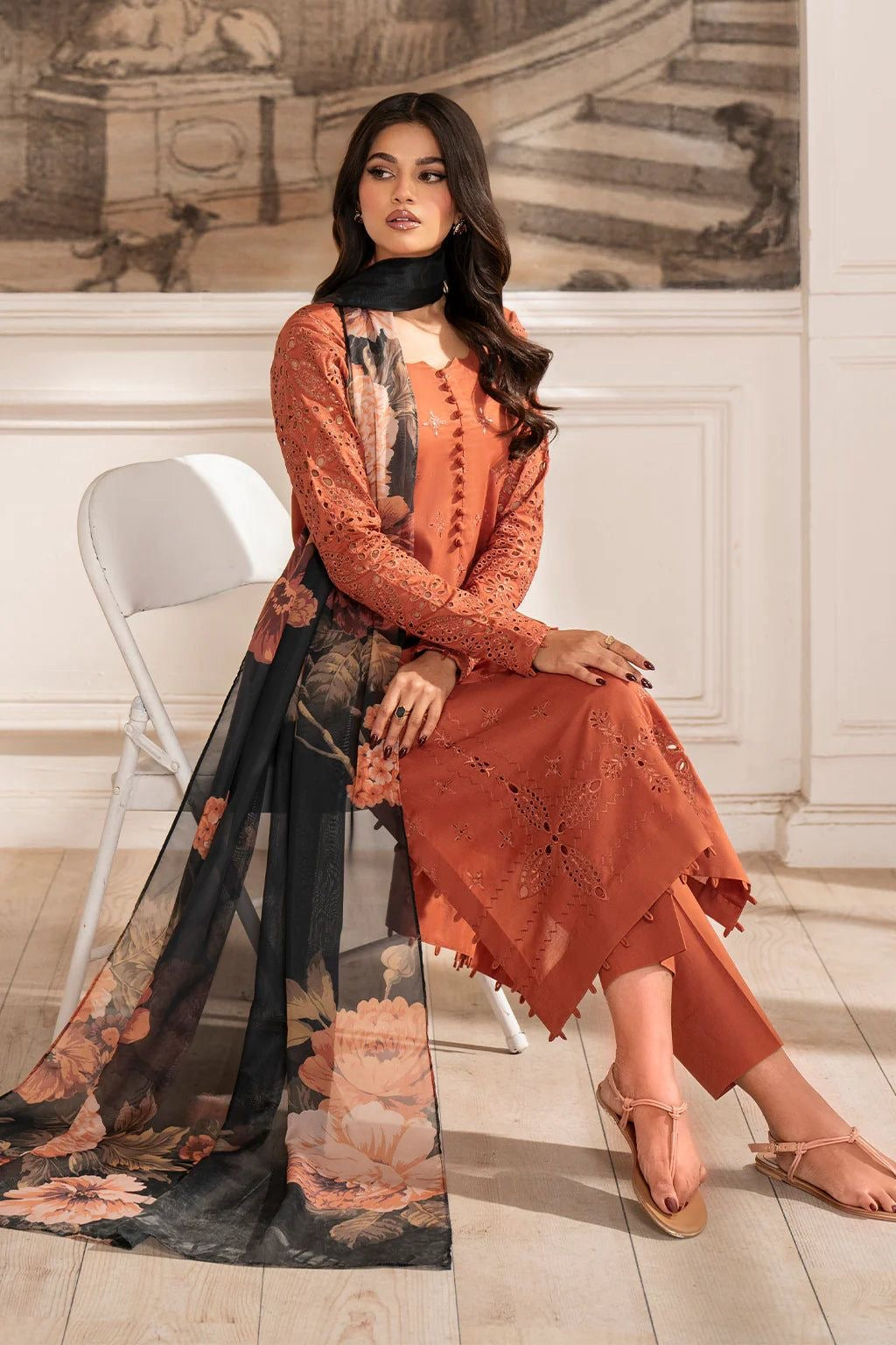 Luxury Lawn Embroidered 3Piece D-1070