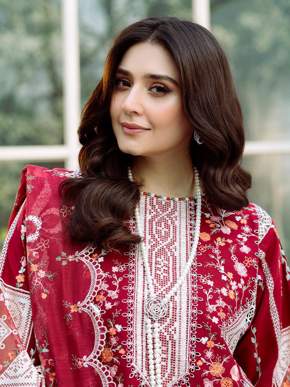 Luxury Lawn Embroidered 3Piece D-007