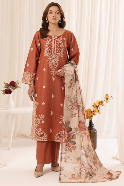Luxury Lawn Embroidered 3Piece D-001