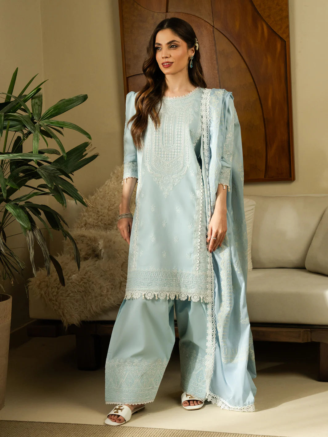 Luxury Lawn Embroidered 3Piece D-1080