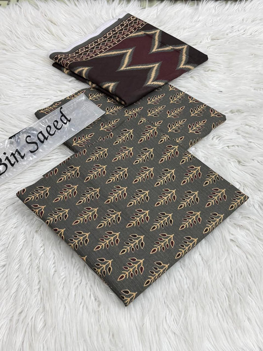 Bin Saeed Unstitched Lawn 3Piece D-014