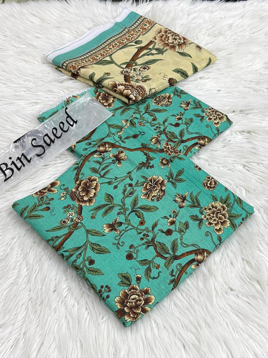 Bin Saeed Unstitched Lawn 3Piece D-017