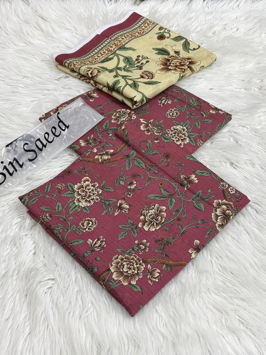 Bin Saeed Unstitched Lawn 3Piece D-016