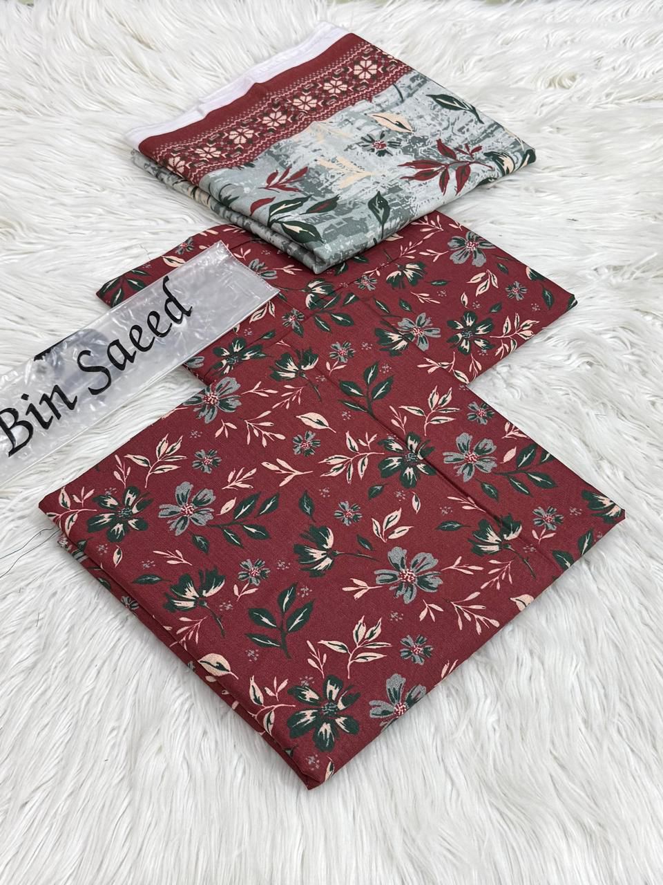 Bin Saeed Unstitched Lawn 3Piece D-020